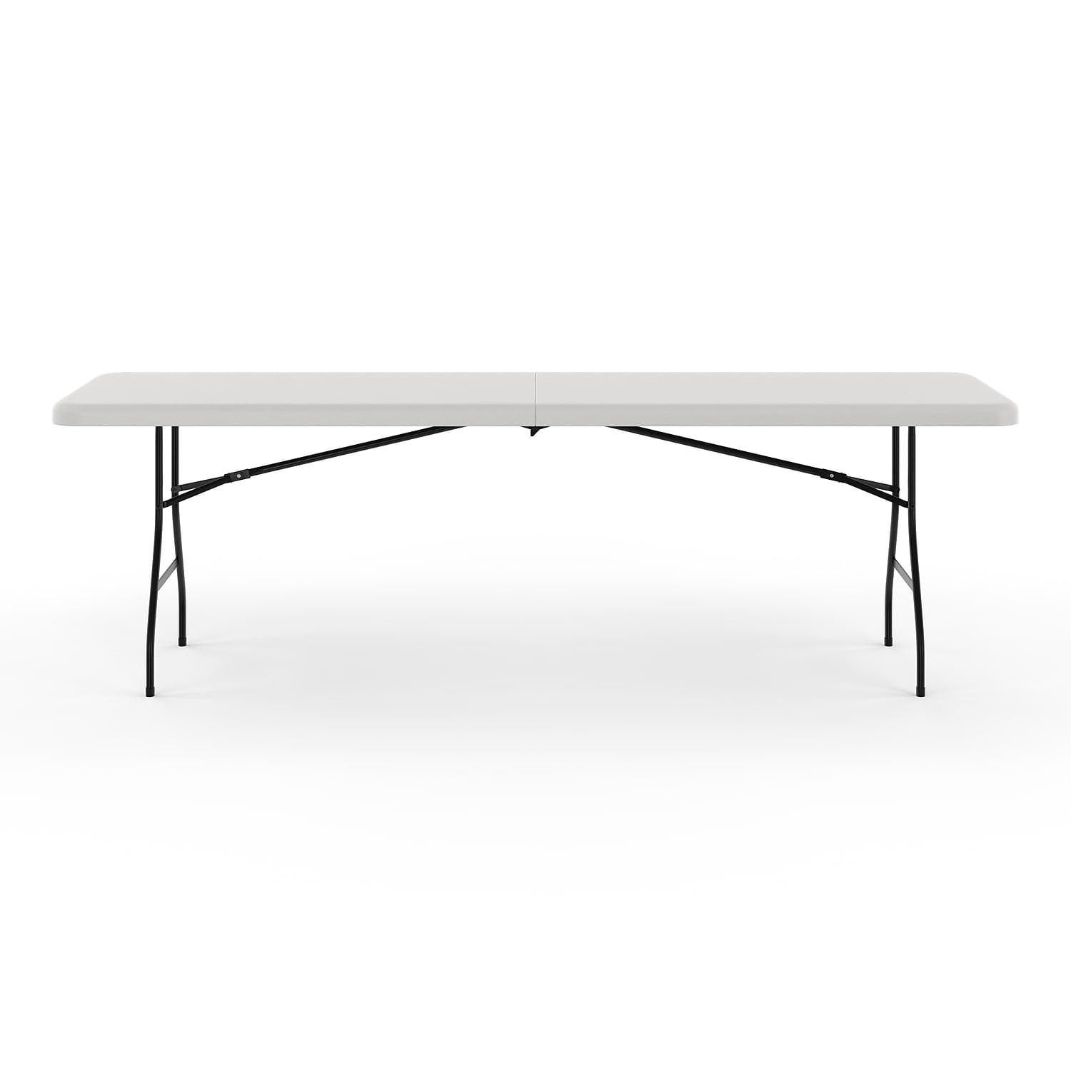 staples 8' x 30" heavy duty plastic folding table white granite (79233/54273)