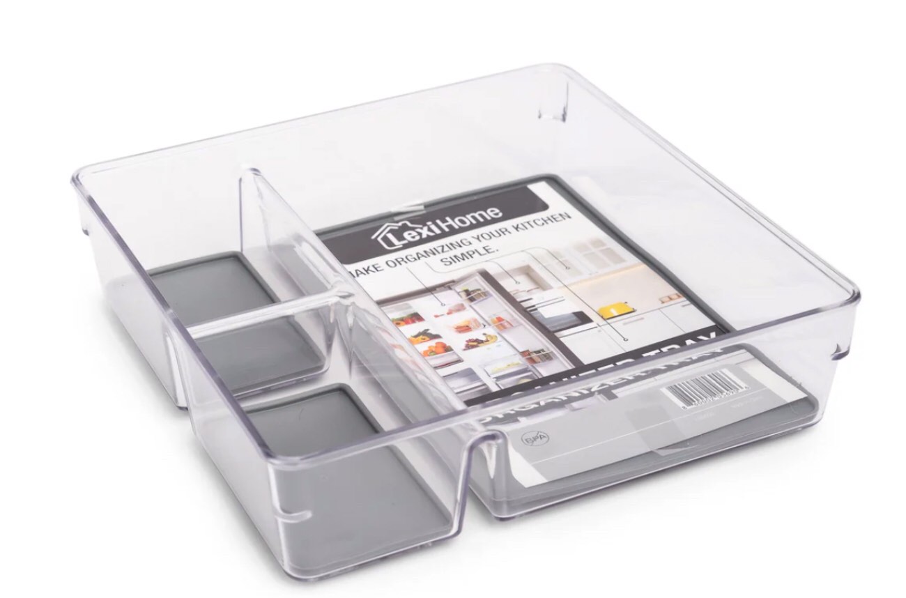 ACRYLIC 3-COMPARTMENT ORGANIZER - 9"X9"X2.95" - SINGLE