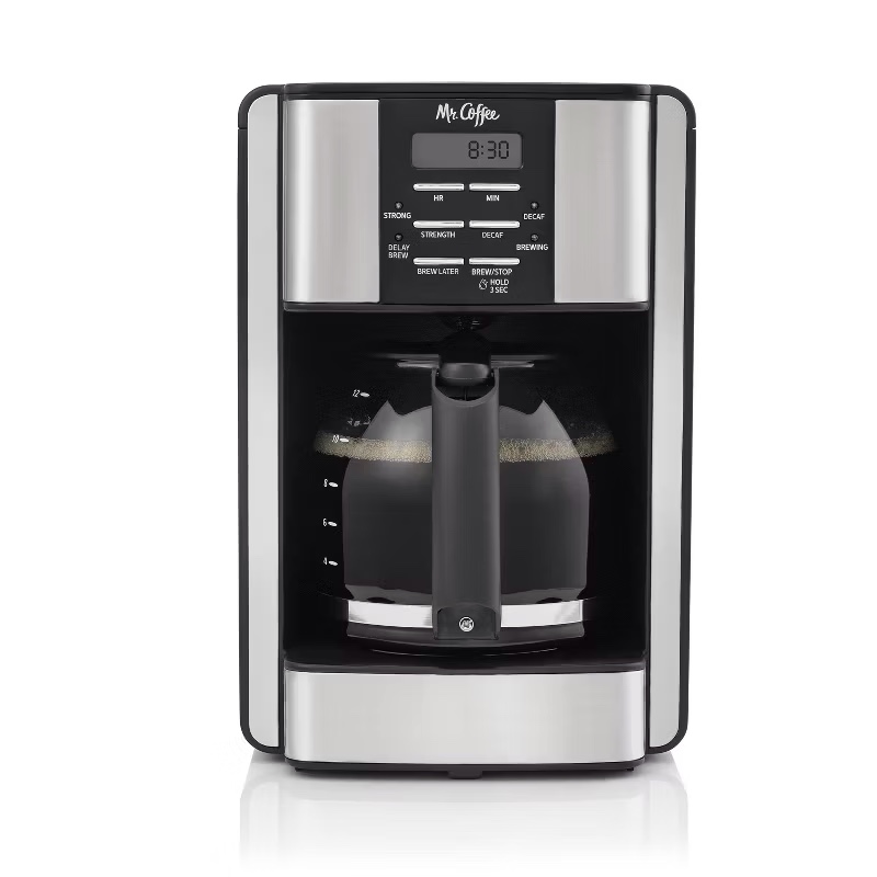 mr. coffee 12-cup programmable coffee maker - black/stainless steel