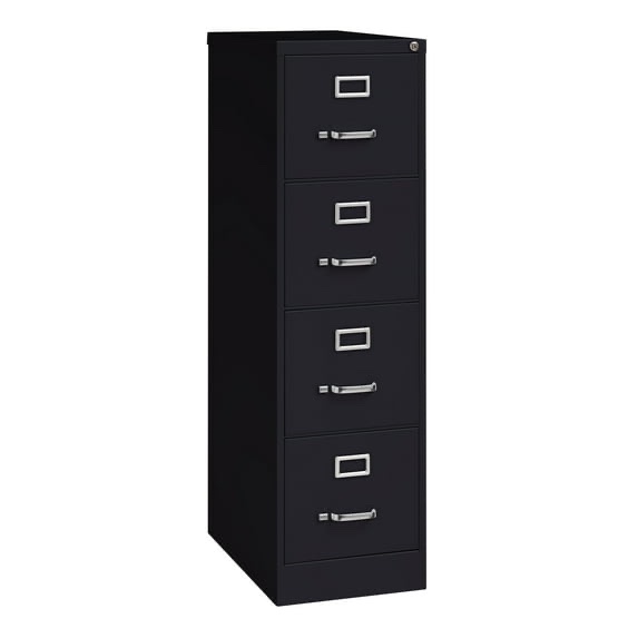 Hirsh 25" Deep 4 Drawer Letter Width Metal Vertical File Cabinet, Commercial Grade, Black