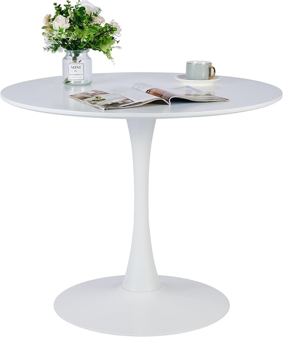 Landing 36-Inch Round White Metal Dining Table 