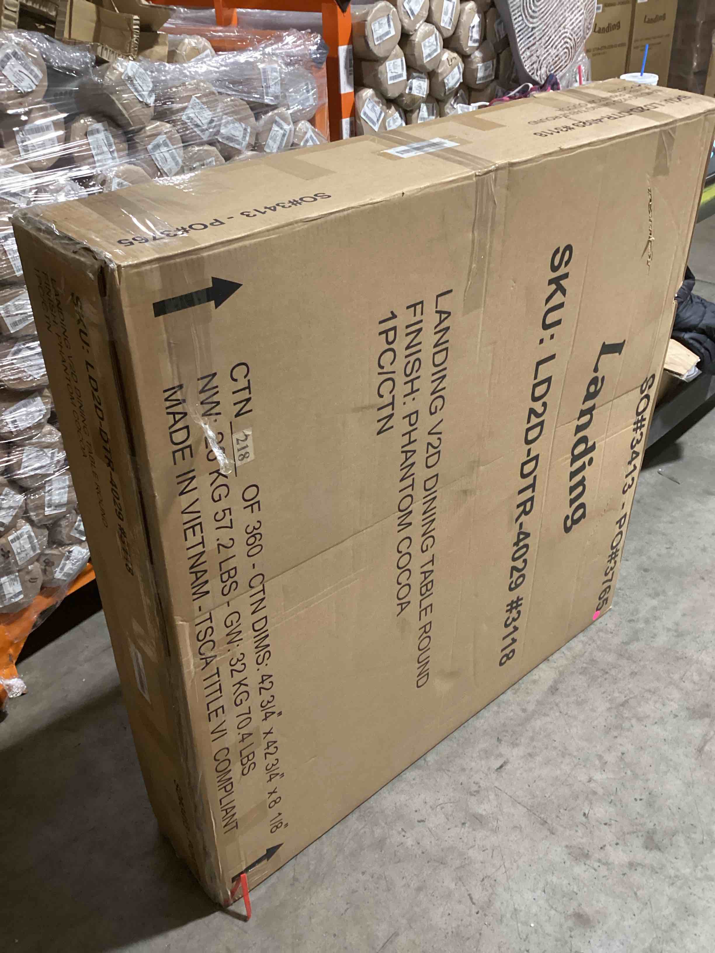 Condition photo showing Brand New for Landing Phantom Cocoa 40-Inch Round Dining Table 