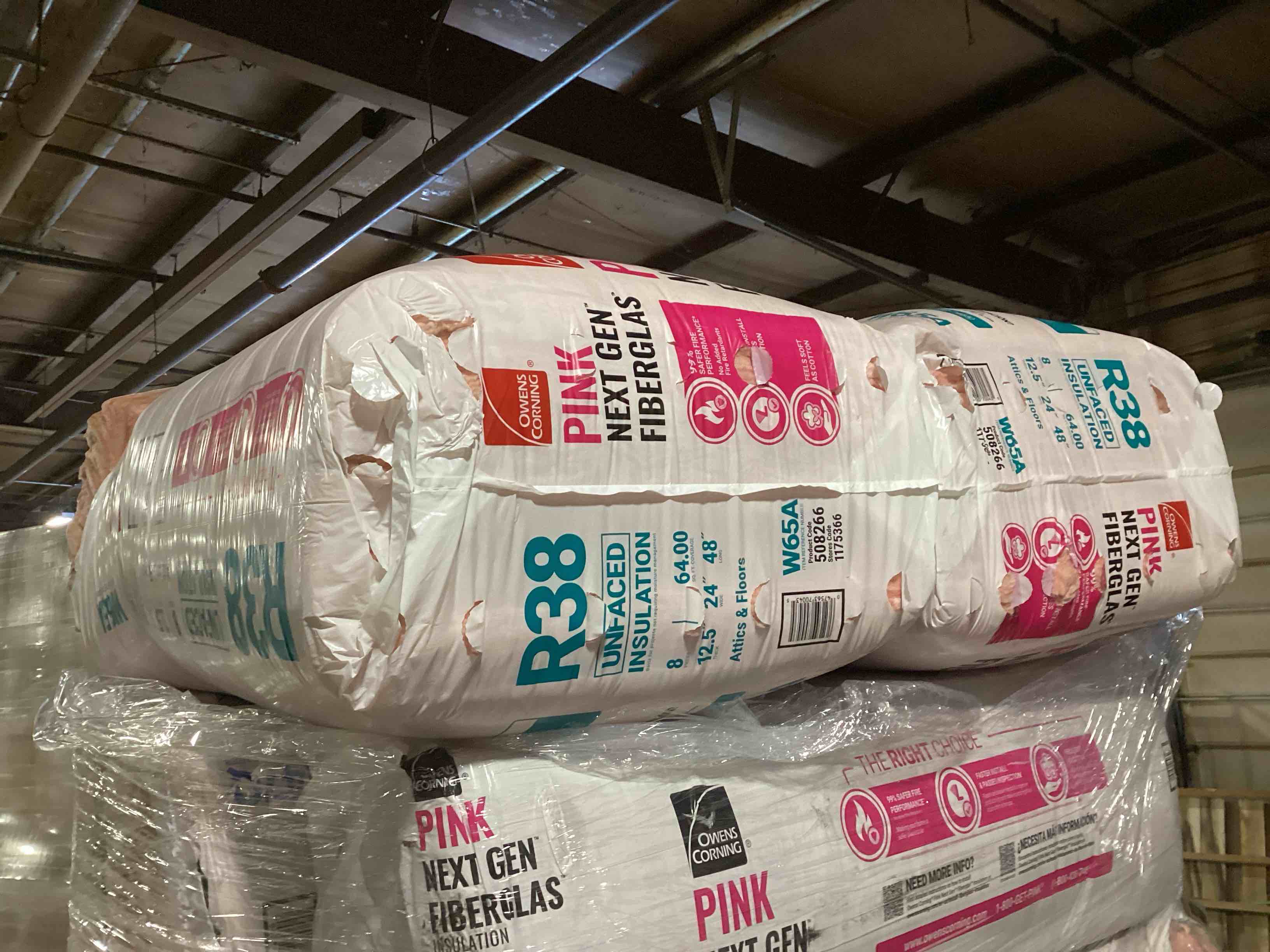 2 Bags of Owen’s Corning R-38 Pink Next Gen Fiberglass UnFaced Batt Insulation, 12.5in x 24in x 48in, 8 Pieces Per Bag And 64.00 Sq.Ft. Per Bag, Your Bid Per Bag