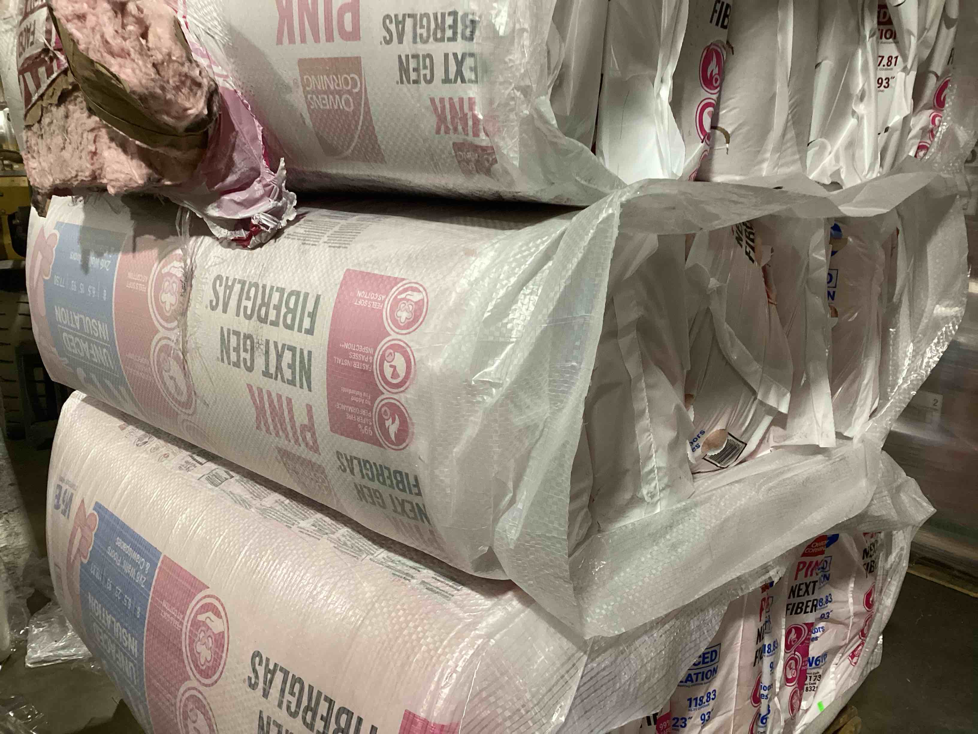 5 Bags of Owen’s Corning R-19 Pink Next Gen Fiberglass Unfaced Batt Insulation, 6.5in x 15in x 93in, 8 Pieces Per Bag And 77.50 Sq.Ft. Per Bag, Your Bid Per Bag