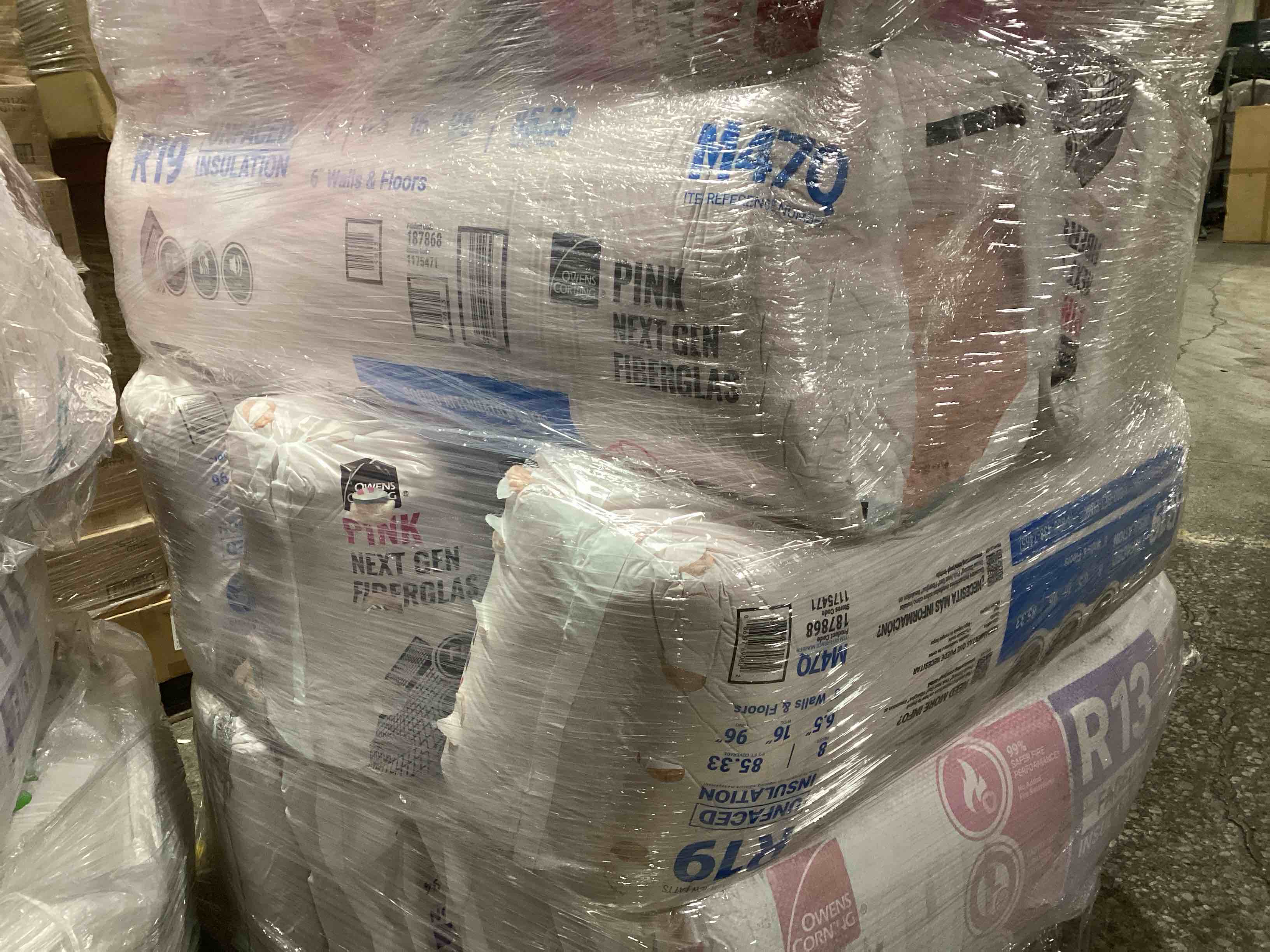 5 Bags of Owen’s Corning R-19 Pink Next Gen Fiberglass Unfaced Batt Insulation, 6.5in x 16in x 96in, 8 Pieces Per Bag And 85.33 Sq.Ft. Per Bag, Your Bid Per Bag