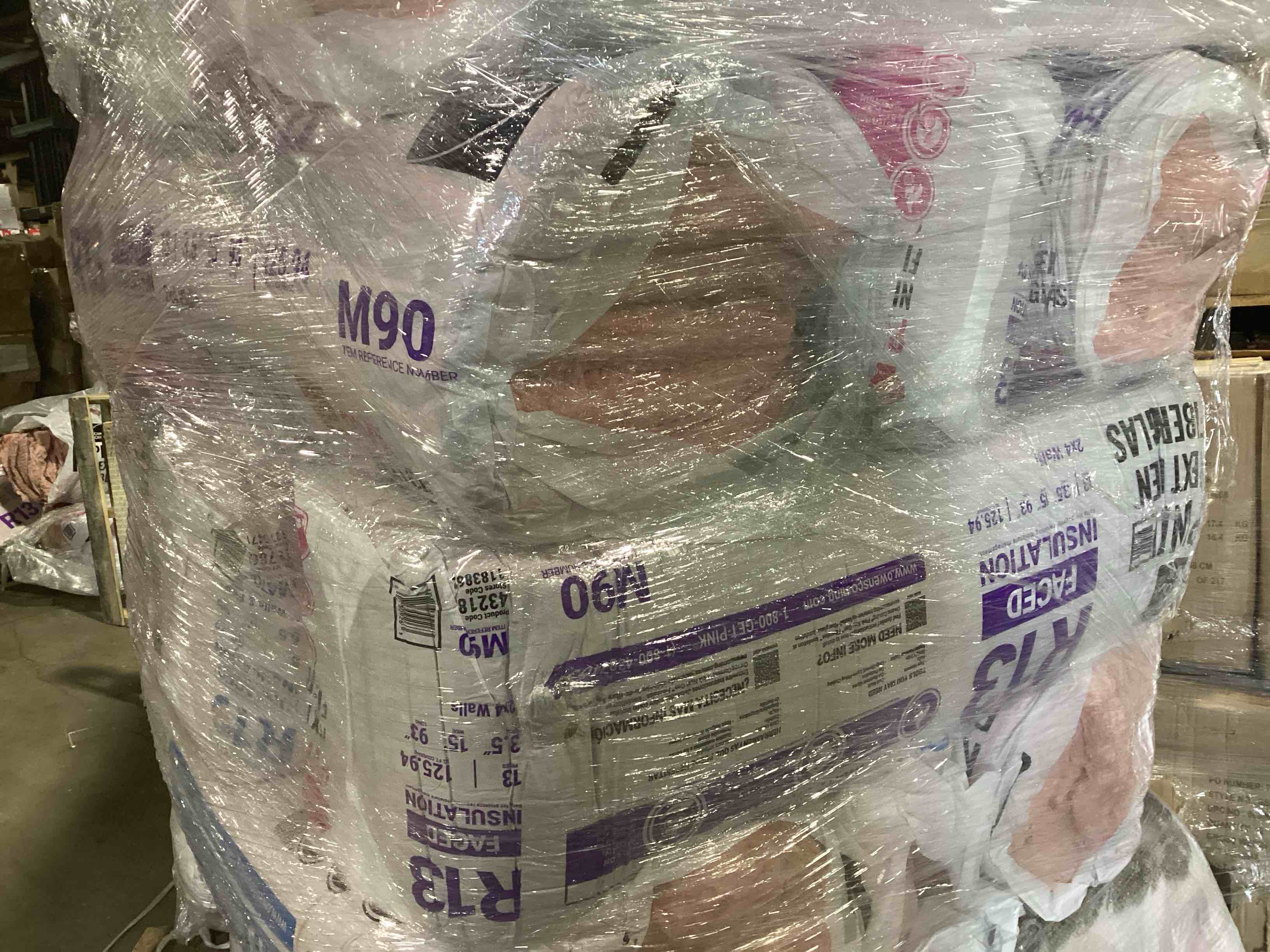 4 Bags of Owen’s Corning R-13 Pink Next Gen Fiberglass Faced Batt Insulation, 3.5in x 15in x 93in, 13 Pieces Per Bag And 125.94 Sq.Ft. Per Bag, Your Bid Per Bag