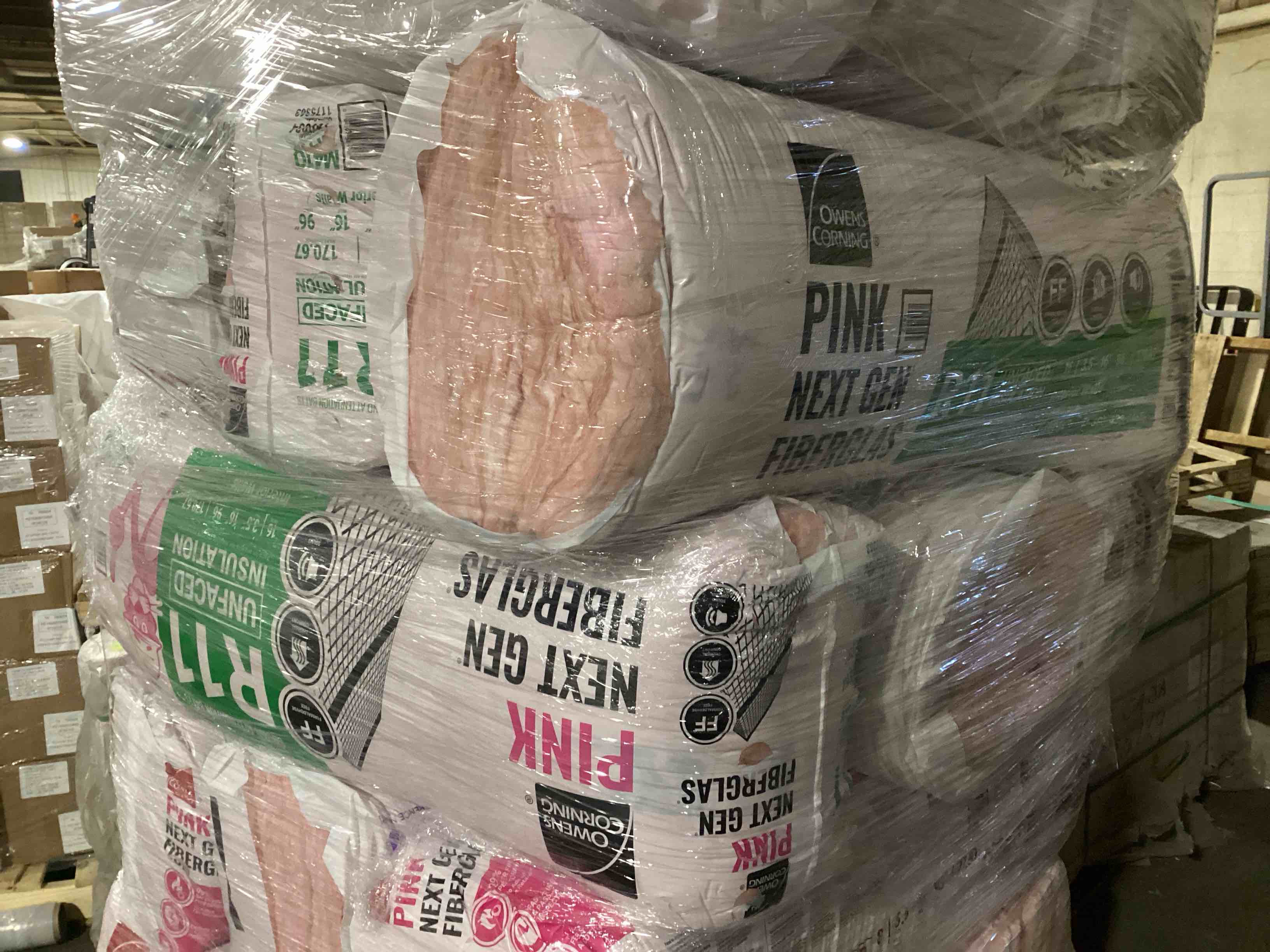 6 Bags of Owen’s Corning R-11 Pink Next Gen Fiberglass Unfaced Batt Insulation, 3.5in x 16in x 96in, 16 Pieces Per Bag And 170.67 Sq.Ft. Per Bag, Your Bid Per Bag