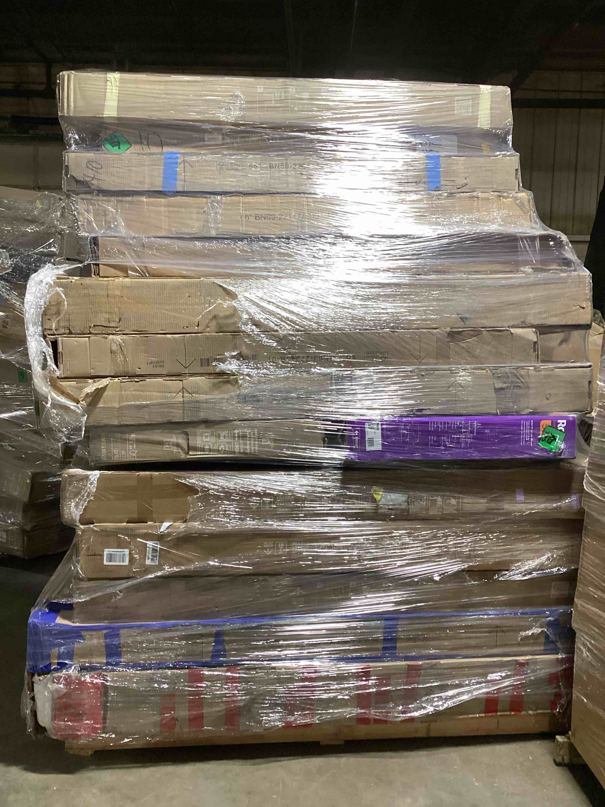 Condition photo showing As Is for 15 TVs, Most 55 Inches or Larger.  Brands Like LG, Samsung, Roku and Vizio for Parts or Repair, Your Bid Per TV.