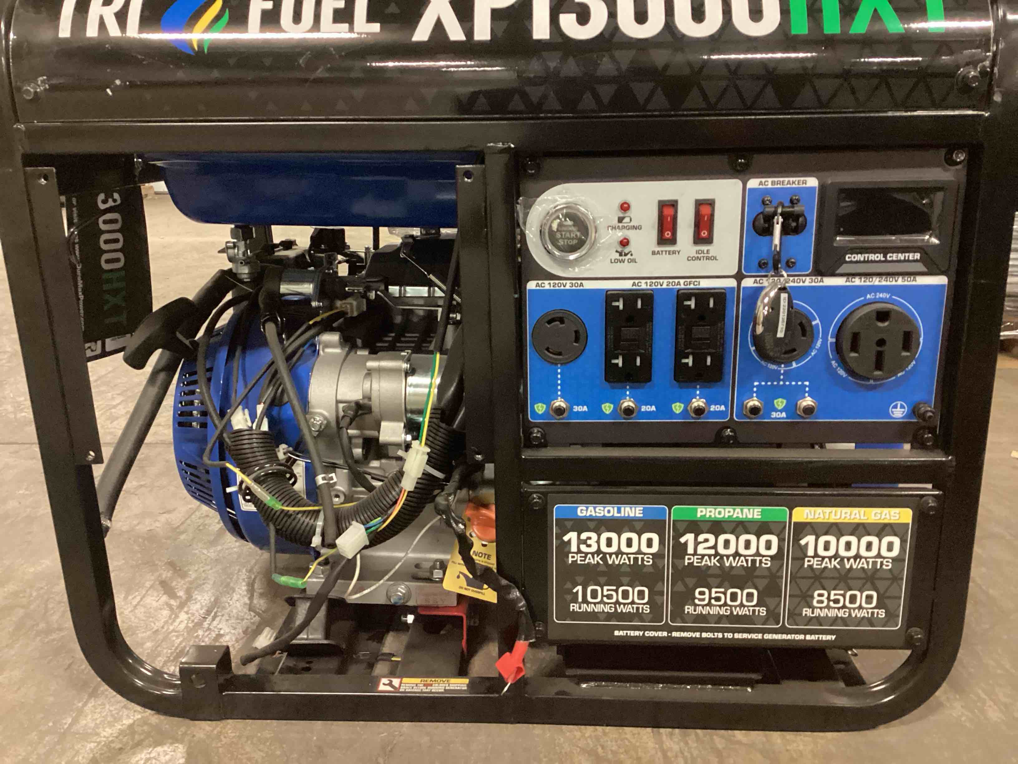 Condition photo showing As Is for DuroMax XP13000HXT 13,000 Watt Electric Start Tri-Fuel Portable Generator With CO Alert