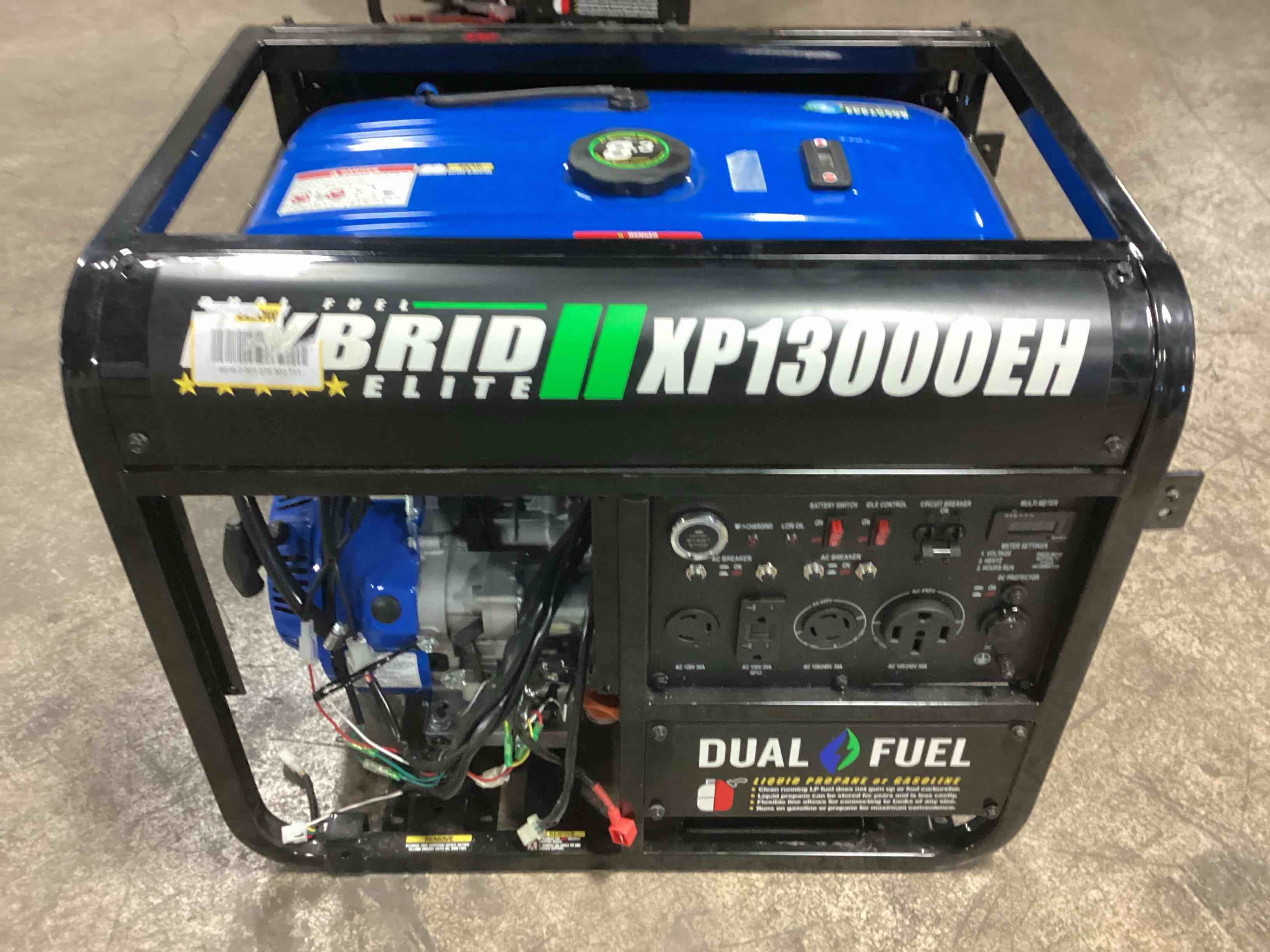 duromax xp13000eh 13,000-watt dual fuel portable generator - gas & propane, electric start, whole home backup power, transfer switch ready, rv & emergency ready