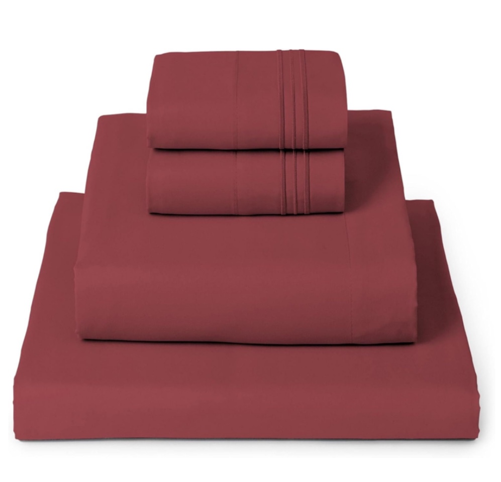 Melanni Sheet Set , 4 Piece Twin XL, Red 