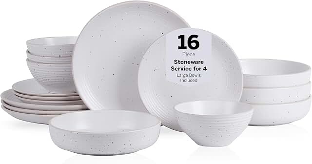 Stone Lain Lauren 16-Piece Dinnerware Set Stoneware  Off White