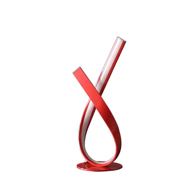 ORE International 17 In Abstract Upright Ribbon Bow Led Red Metal Table Lamp