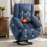 JONPONY Power Lift Recliner Chair Recliners for Elderly with Heat and Massage Recliner Chair for Living Room with Infinite Position and Side Pocket,USB Charge Port,Blue