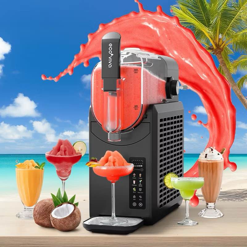 Ecoviva 88 oz Color-Screen Slushie Machine Self-cleaning Slushy Machine With 5 Preset-Mode & Child-Lock, Flash-Freezing Technology, 12 Hours Freshness