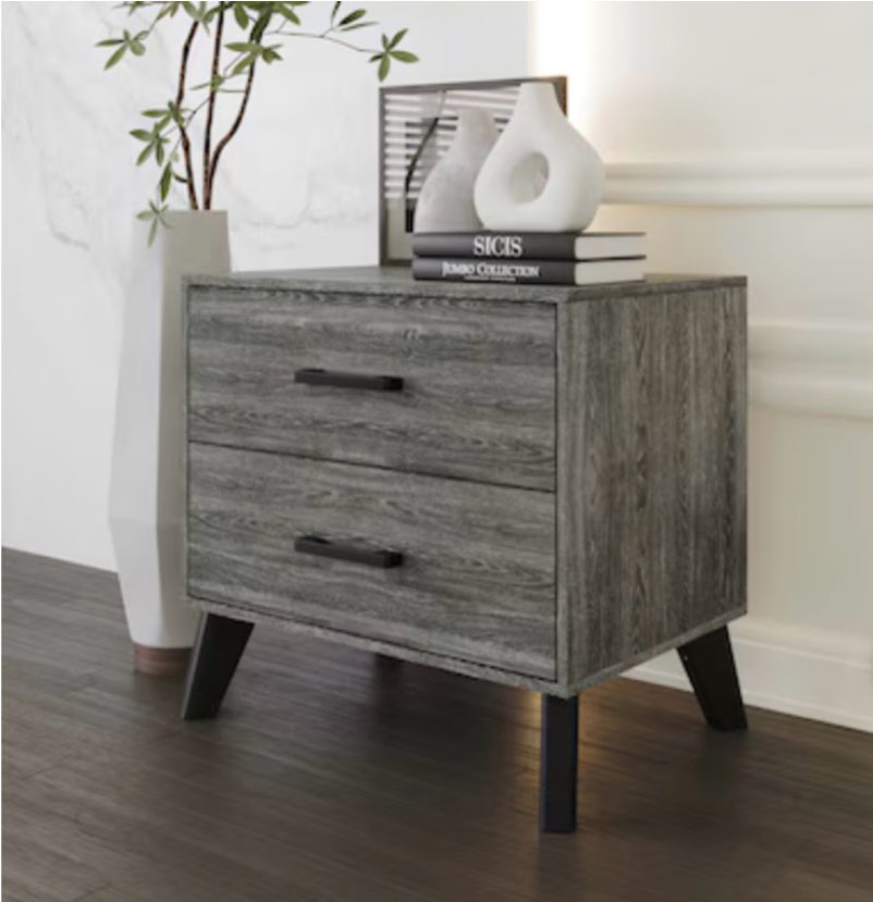 ChaletPosh Dark Grey 2 -Drawer 21.65-in W x 22.64-in H Midcentury Nightstand