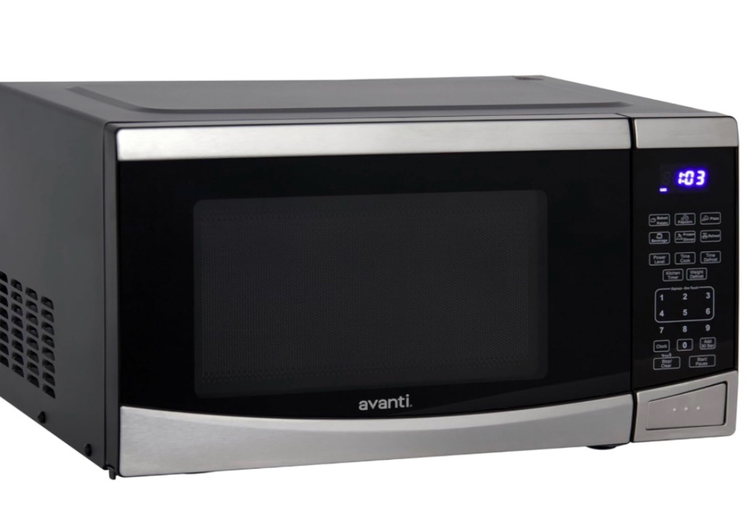Avanti MT09V3S Microwave Oven 900-Watts Compact with 10 Power Levels and 6 Pre Cooking Settings, Speed Defrost, Electronic Control Panel and Glass Turntable, 0.9-Cu.Ft, Stainless Steel