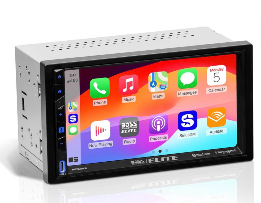 BOSS Audio - BOSS Elite Double-DIN Car Stereo Apple CarPlay Android Auto, 7-Inch Touchscreen, SiriusXM-Ready, Bluetooth, Built-In DSP - Black