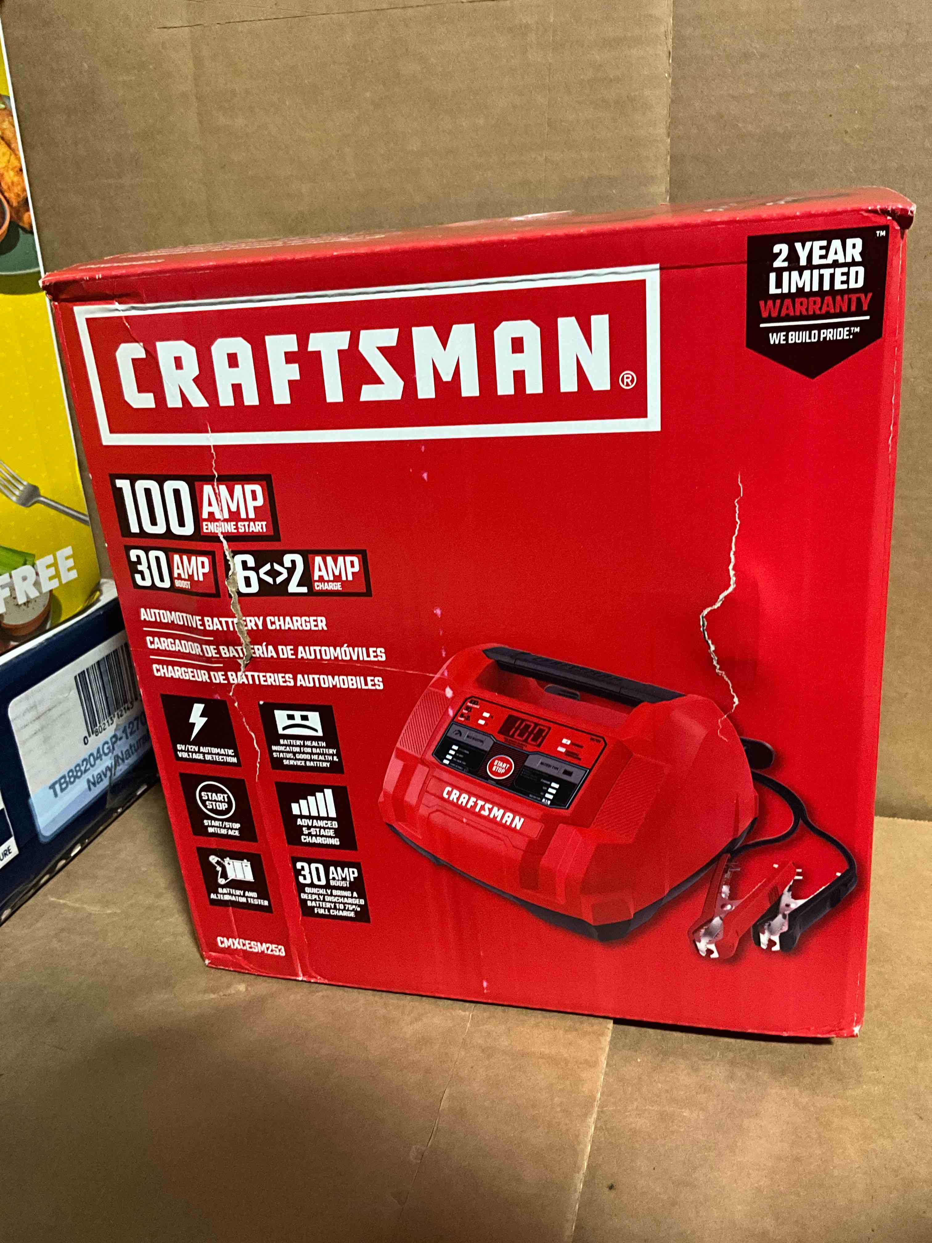 Condition photo showing New/Like New for CRAFTSMAN Fully Automatic 6-in-1 Automotive Battery Charger and Maintainer with 100A Engine Start and Built-in Battery, Alternator Tester, and Desulfator CMXCESM253, 6 Volt and 12 Volt