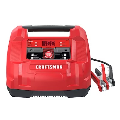 craftsman fully automatic 6-in-1 automotive battery charger and maintainer with 100a engine start and built-in battery, alternator tester, and desulfator cmxcesm253, 6 volt and 12 volt
