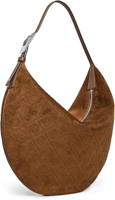 Tory Burch T Monogram Suede Balloon Hobo Bag