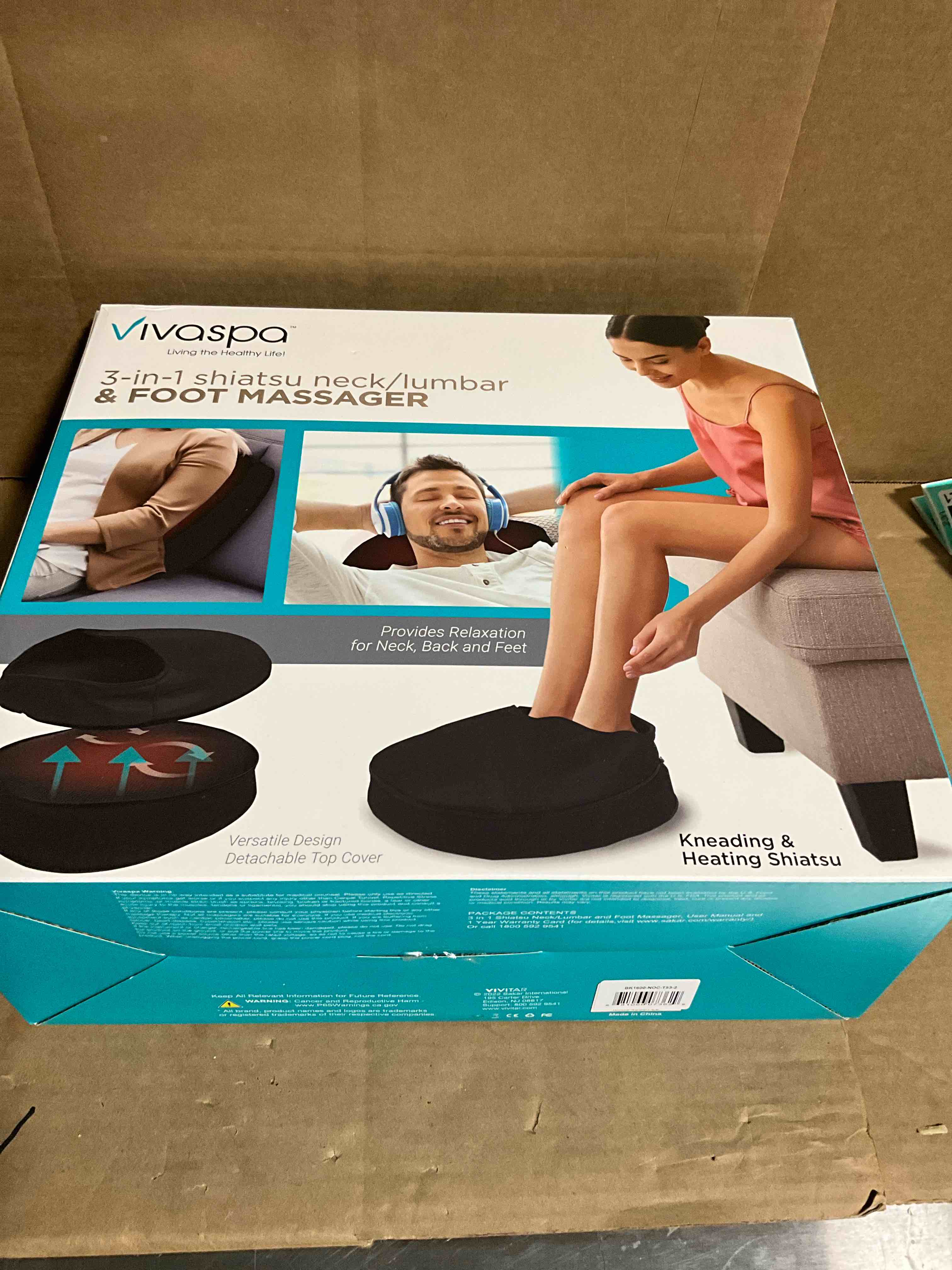 vivaspa 3in 1 shiatsu neck/lumbar and foot massager 