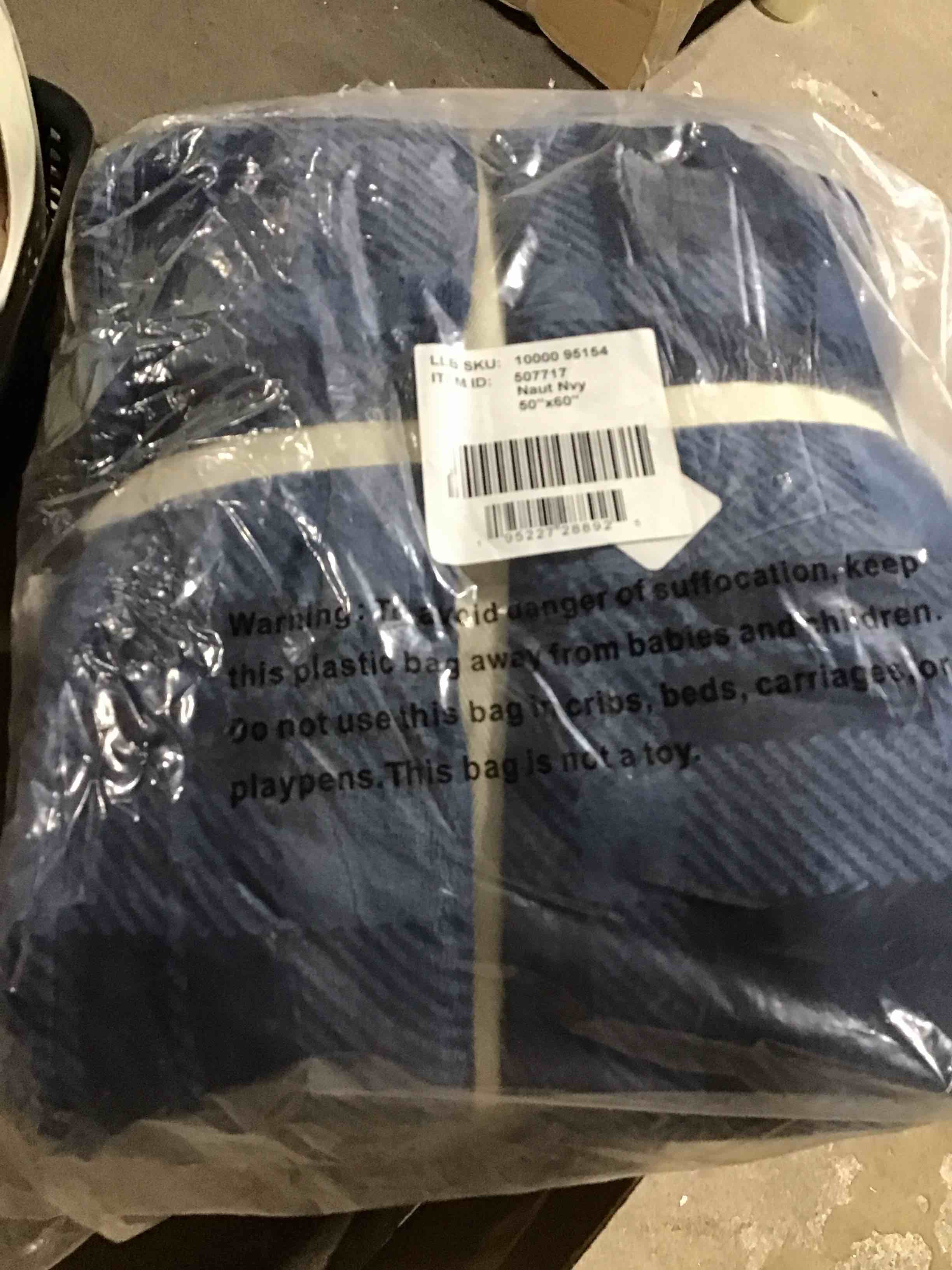 Condition photo showing Good Condition for L.L.Bean Wicked Plush Sherpa Throw Large Nautical Navy Plaid (1000095154)