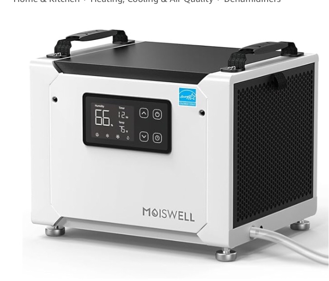 70 Pints Commercial Dehumidifier with Drain Hose, Compact Crawl Space Dehumidifiers for Basement and Home, Energy Star Certified, Automatic Defrost