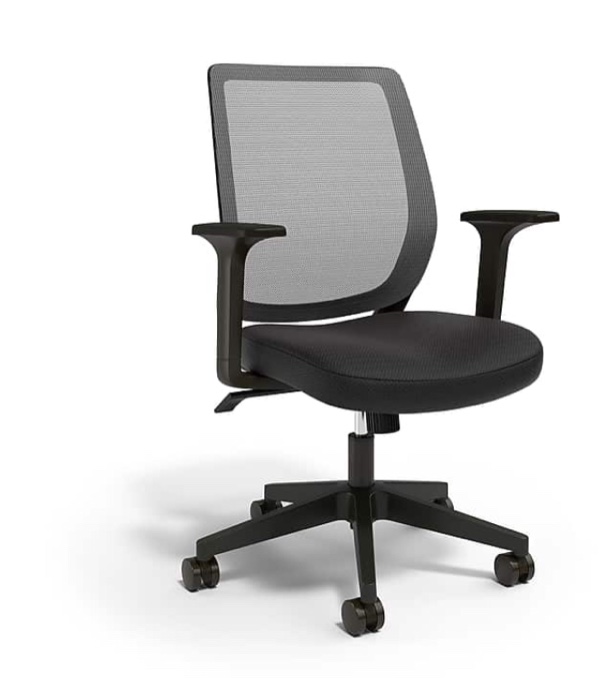 p Staples Essentials Ergonomic Fabric Swivel Task Chair, Black (UN56947)
