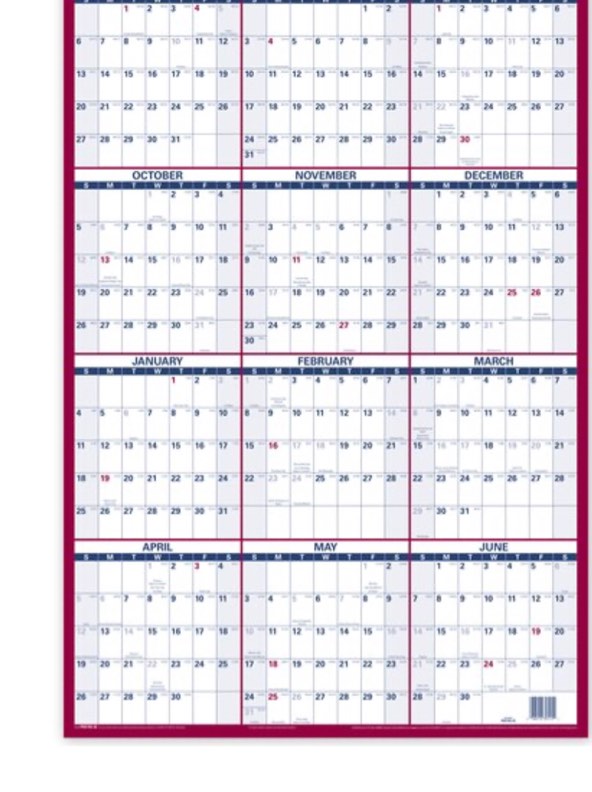 AT-A-GLANCE® Vertical Reversible Erasable Academic and Regular Year Wall Calendars