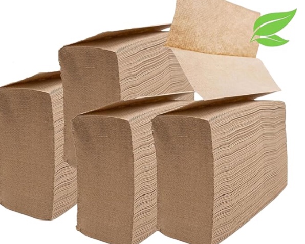 brown organic unbleached z-fold paper towels | 100% post-consumer waste, sustainable multifold towels bulk | commercial tri-fold recycled paper towels for office, bathroom, kitchen use