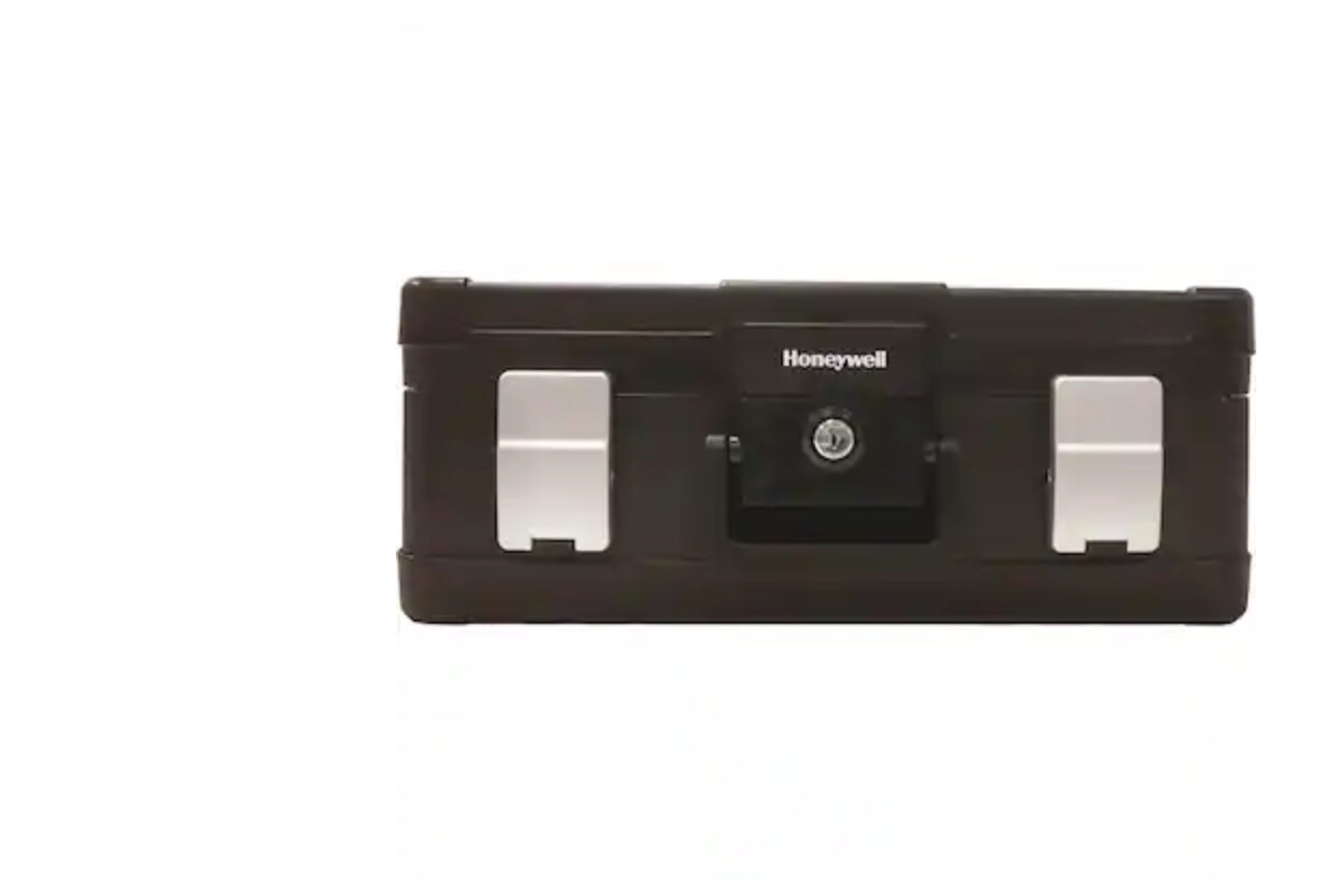 honeywell - 0.39 cu. ft. fire- and water-proof hanging file chest with key lock - black