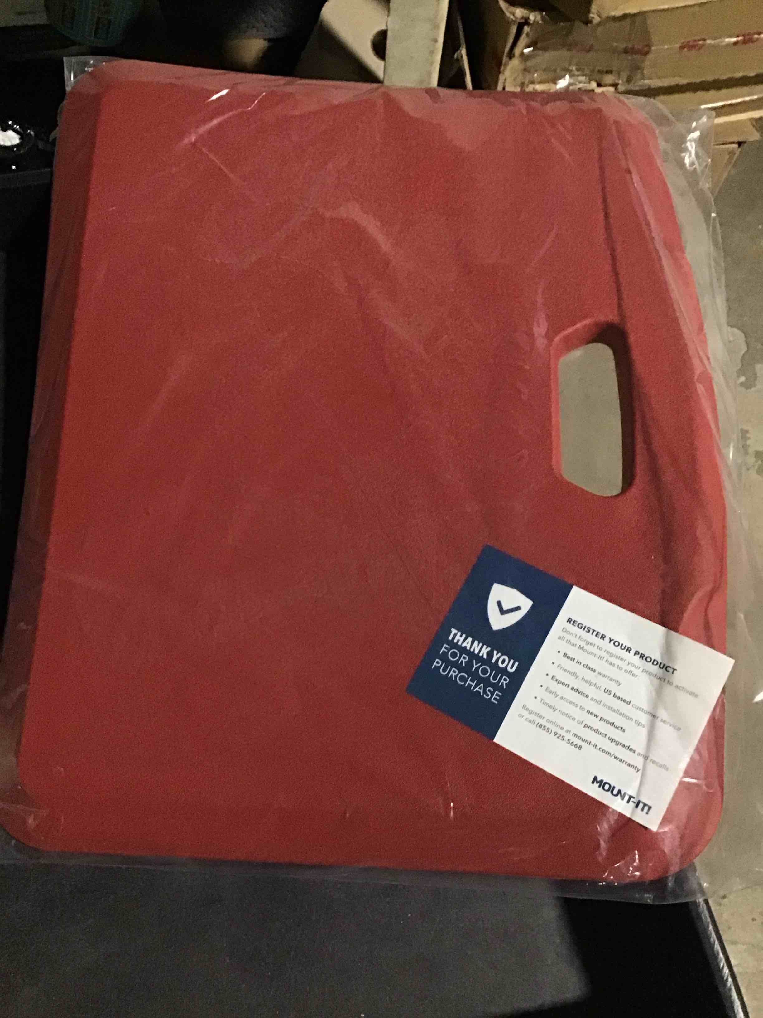 Condition photo showing Good Condition for Mount-It! Standing Desk Floor Mat | Red Standing Comfort Mat for Standing Desk, Home, Office, Kitchen, Garage | Anti-Slip Washable Surface| 18"x22" | Rubberized Gel Foam