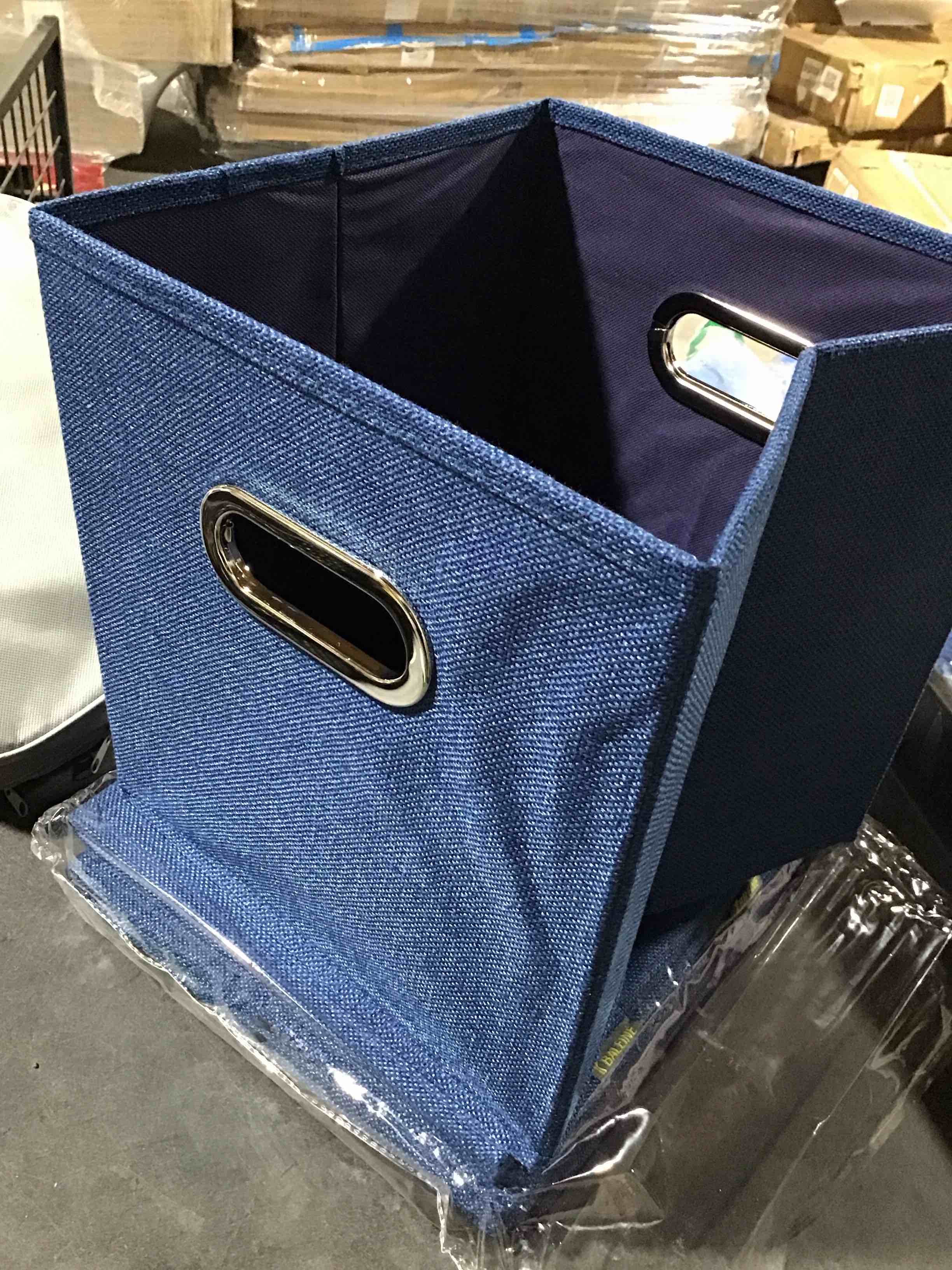Condition photo showing Good Condition for BALEINE Premium Foldable Cube Storage Bins, Collapsible Linen Fabric Cube Organizer with Aluminum Handles, 10.5" x 10.5" x11" Heavy Duty Cube Baskets, Blue 4 Pack