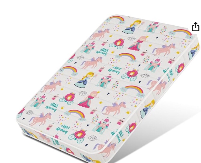 3 inch 38" lx26 w mattress, no gaps edge reinforcement high density foam, odorless and steady, certipur-us and oeko -tex certified, princess