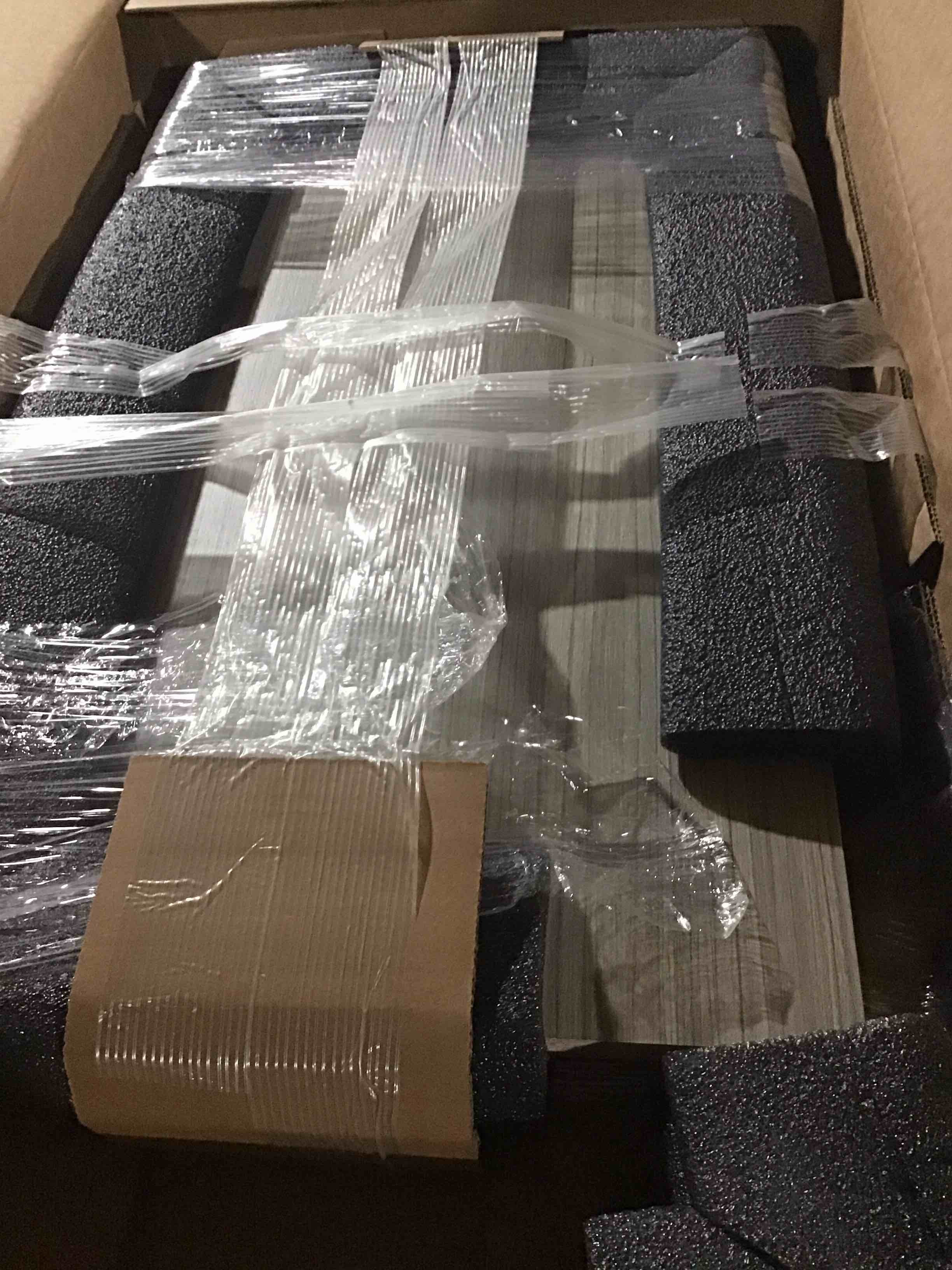 Condition photo showing Good Condition for ( incomplete) Unikito 36” - 60” Closet System, 5FT Walk in Closet Organizer Starter Kits with 3 Hanging Rod and 3 Shelves, Heavy Duty Reversible Wood Clothing Rack, Cut Be Cut to Fit, Max Load 800 LBS, White Oak