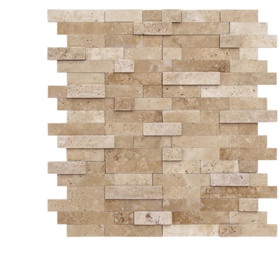 sunwings 5-sheet peel and stick mosaic natural 3d stone self adhesive marble tiles, 11.5" x 10.7" stick on backsplash for kitchen bathroom fireplace vanity, beige