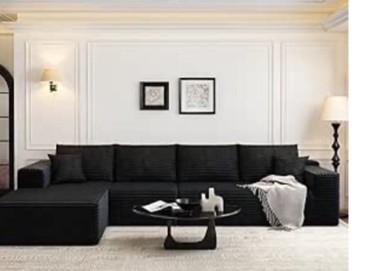 ( incomplete) 135.4" cloud modular sectional sofa couch with l-shape chaise,modern minimalist upholstered couches for living room bedroom,deep seat corner couch?no assembly required (black,left facing chaise)