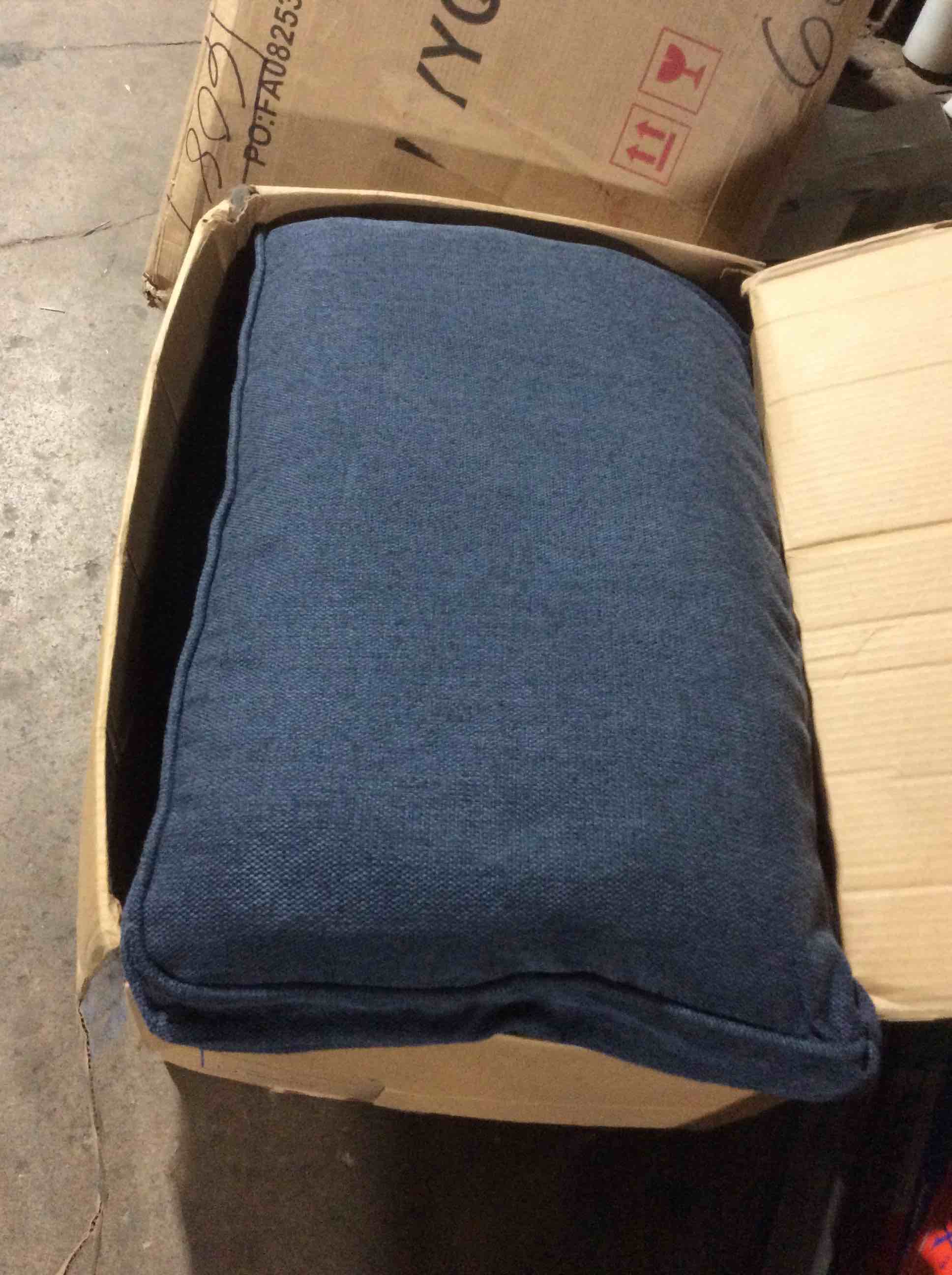 Condition photo showing Good Condition for blue sofa cushion (incomplete, the set of blue sofa cushions is not included)