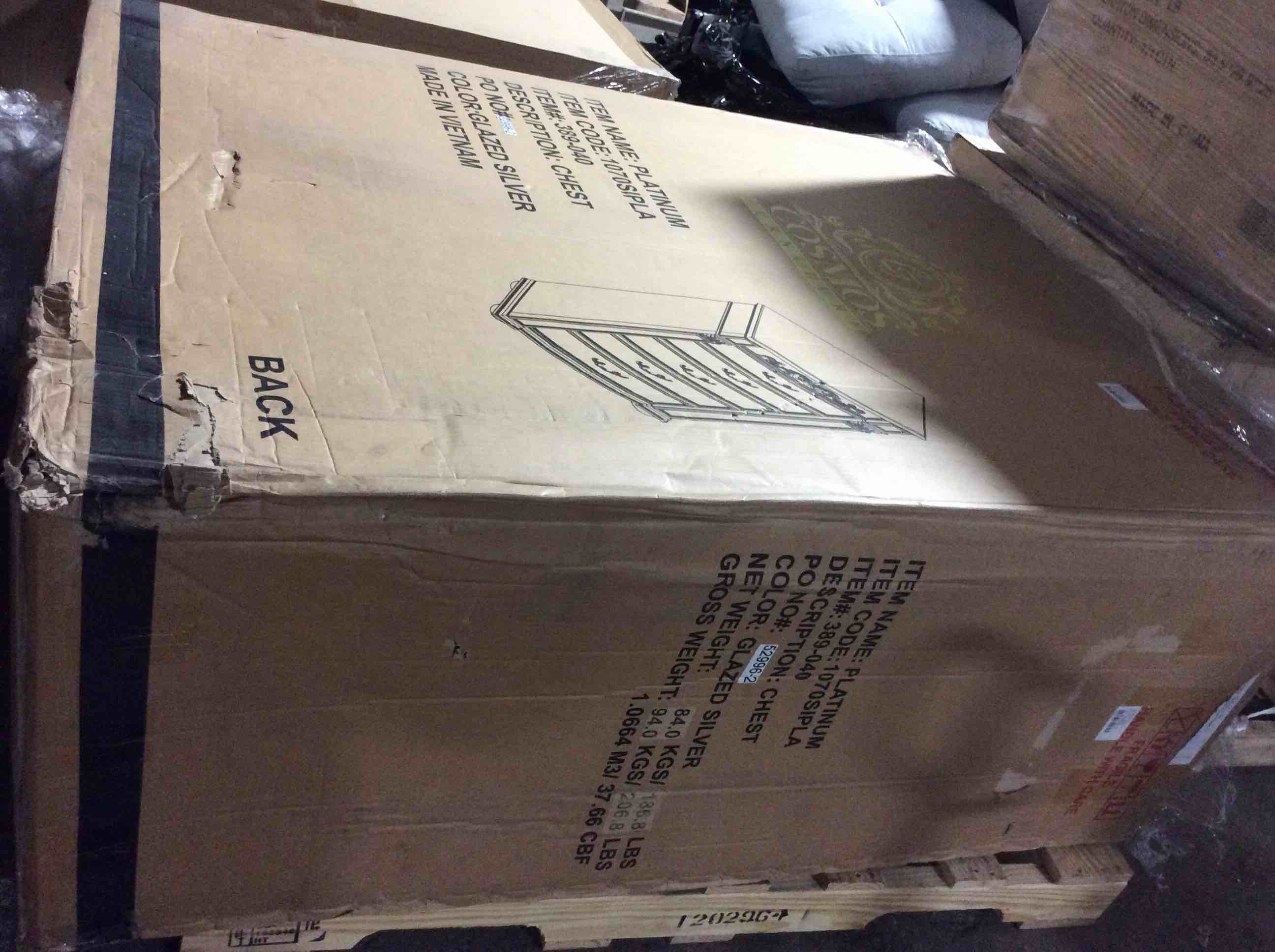 Condition photo showing Good Condition for products platinum 6pc traditional bedroom set in gold finish by cosmos furniture