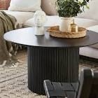 (only top) Round Coffee Table with Solid Wood Circle Pedestal Table - 35.5" x 17.7