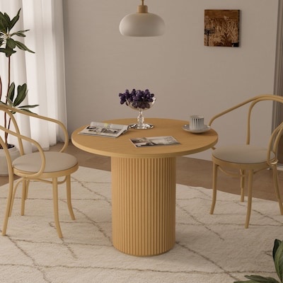 (only table top) SIMTONAL 35-in W Round Wood Dining Table Pedestal Kitchen Table for 2