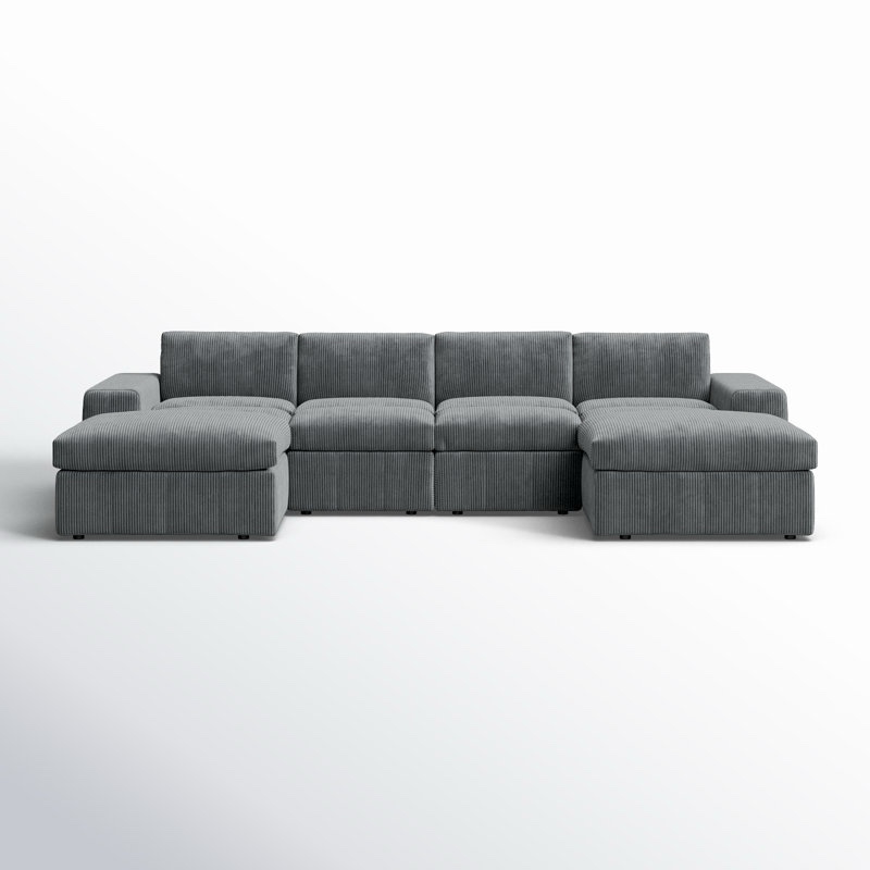 (incomplete only pickup 2 boxes) Tondreau 6 - Piece Corduroy Sectional Grey 
