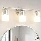 renley 3 - light 24"w dimmable metal modern bathroom vanity light with frosted glass