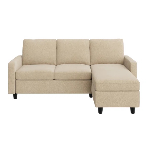 L-Shaped Reversible Beige 3-Seater SF With Stool