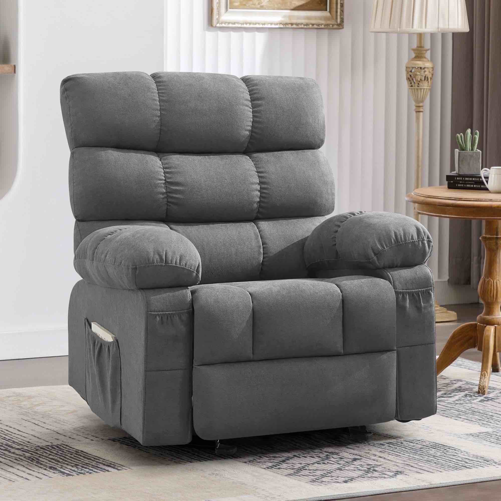 Rocker Recliner Chair, Ergonomic Lounge Chair for Living Room,Small Spaces with Rocking Function,Side Pocket,Gray