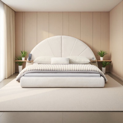 Unique Arched Boucle Bed Queen(Box 1/2)