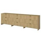 (incomplete)fluted 9 drawer dresser,95 inch modern chest of drawers with metal handle,wood dresser organizer for bedroom,living room,hallway,natural oak