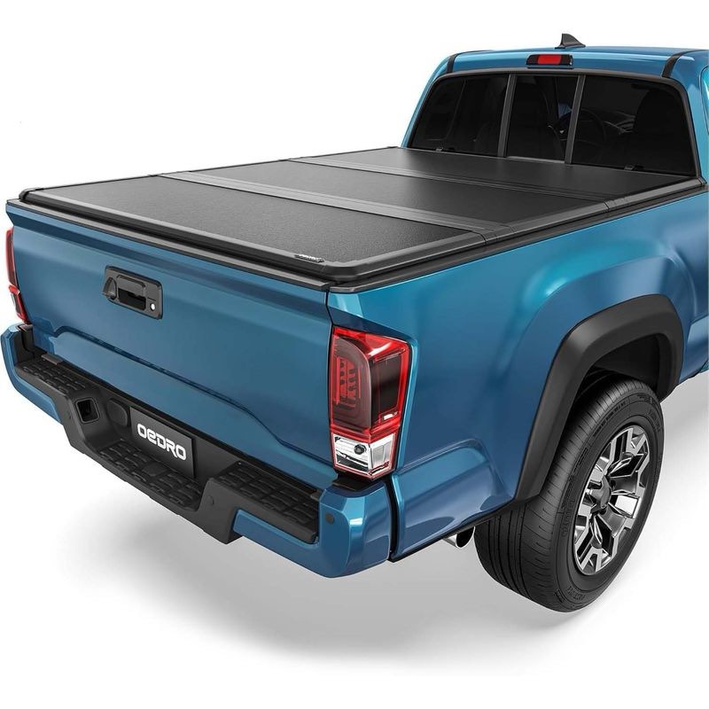 oedro frp hard tri-fold tonneau cover fold truck bed covers compatible with 2016-2023 toyota tacoma (excl. trail edition), 5ft bed with tacoma bed rail
