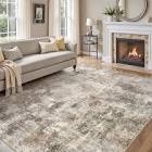 uermei 12x15 washable area rugs for living room, modern abstract printed rug, vacuum-friendly, non slip indoor rug for bedroom dining room home decor carpet, dark brown